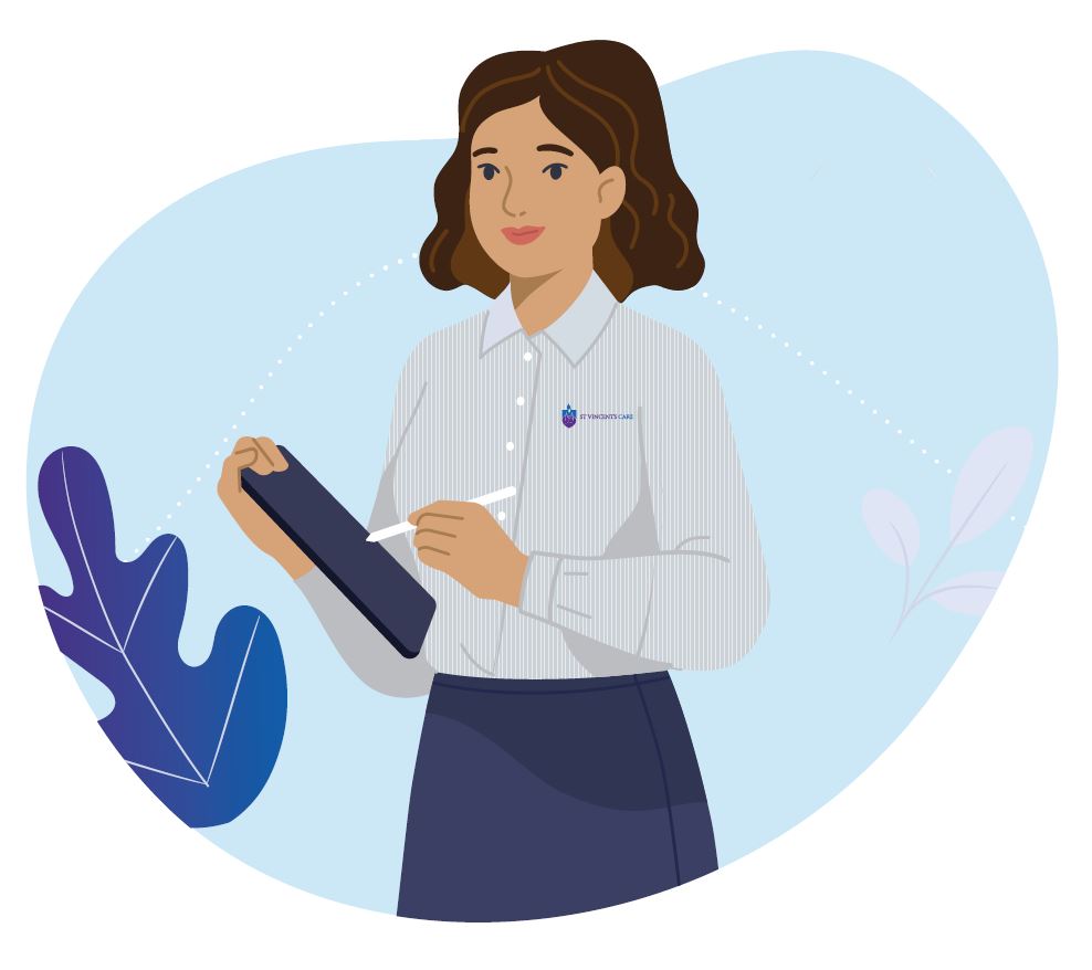 st vincent's employee with ipad