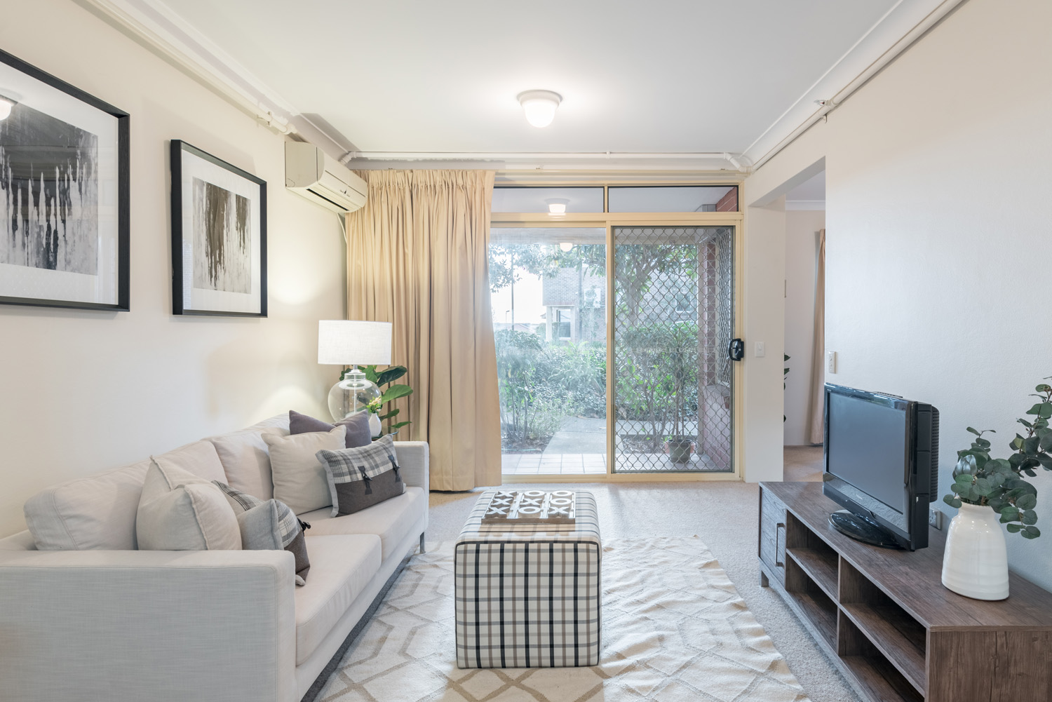 Living room with balcony view