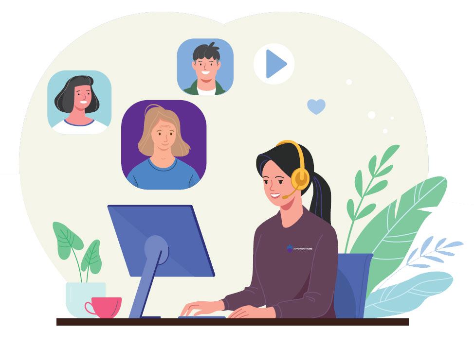 illustration of a st vincent's worker on the phone 