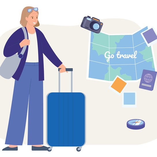 carer going on a holiday with a map